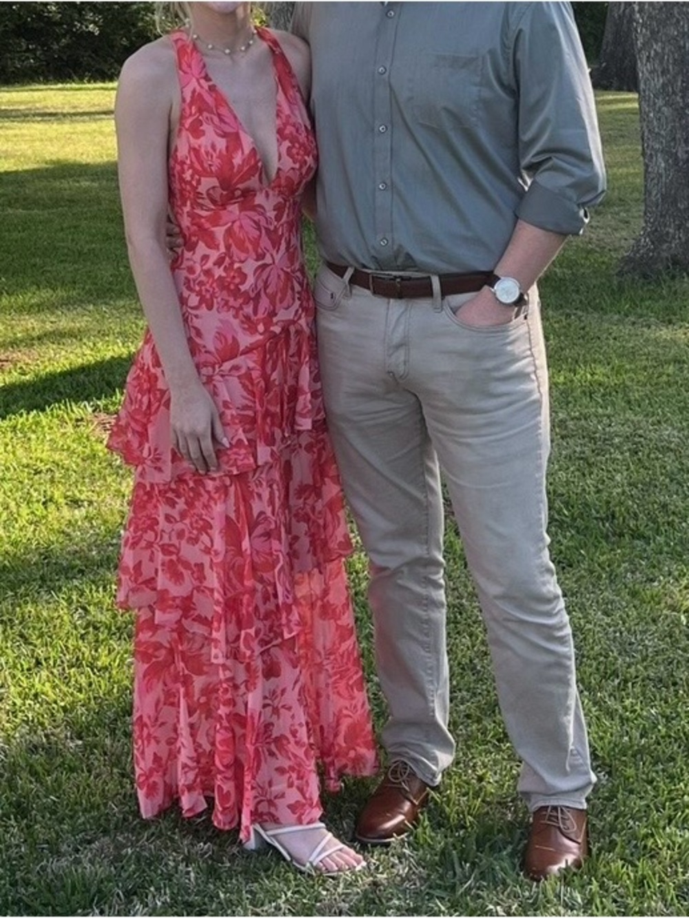 Pink and Red Floral Dress